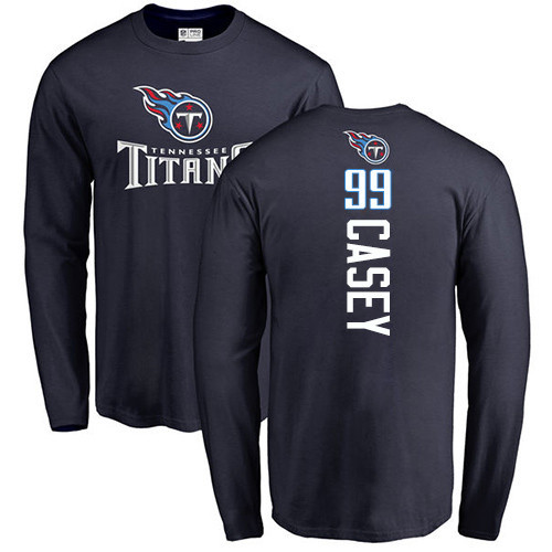 Tennessee Titans Men Navy Blue Jurrell Casey Backer NFL Football #99 Long Sleeve T Shirt